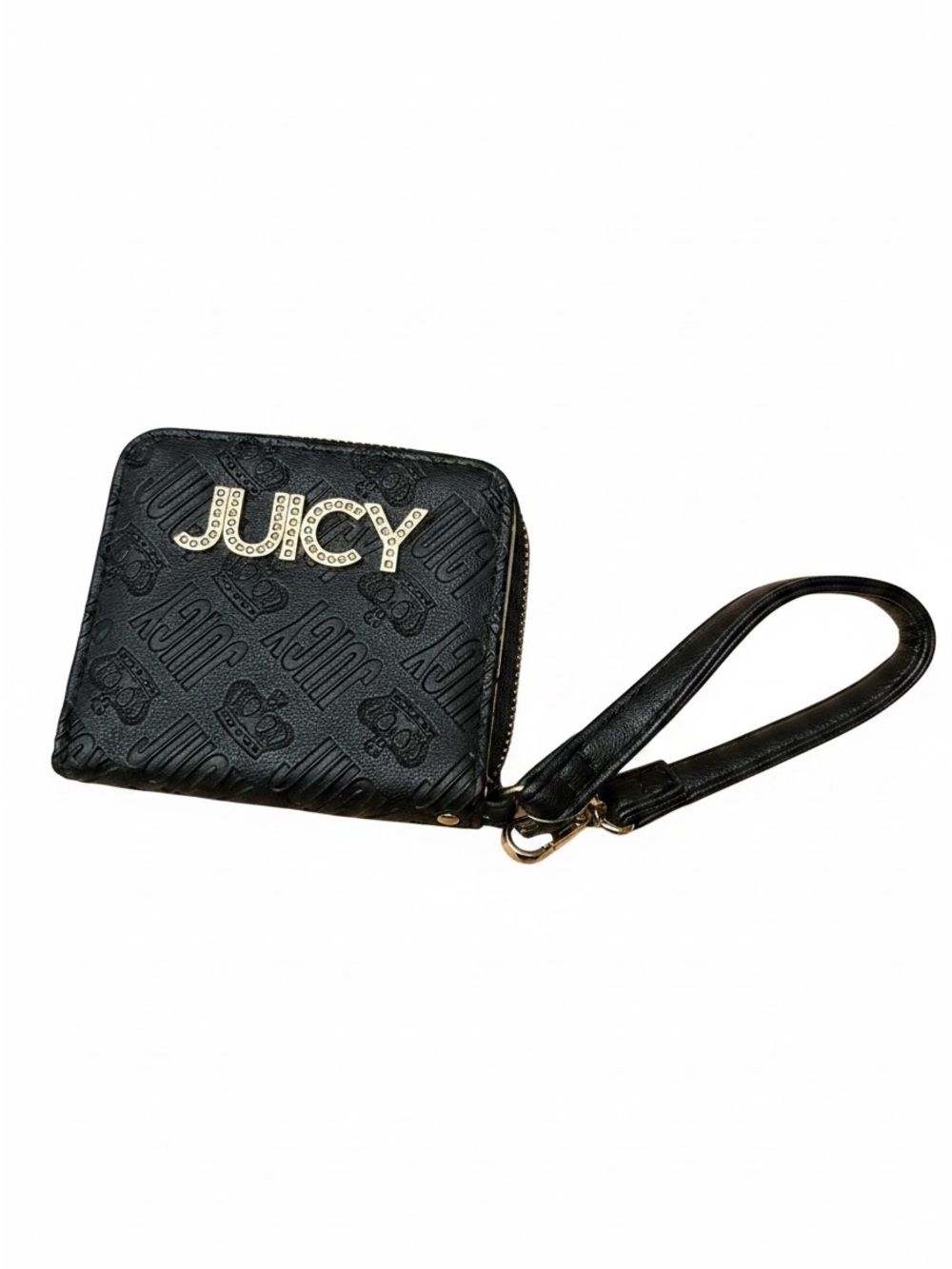 Juicy Couture Black Embossed Studded JUICY Wristlet NWT